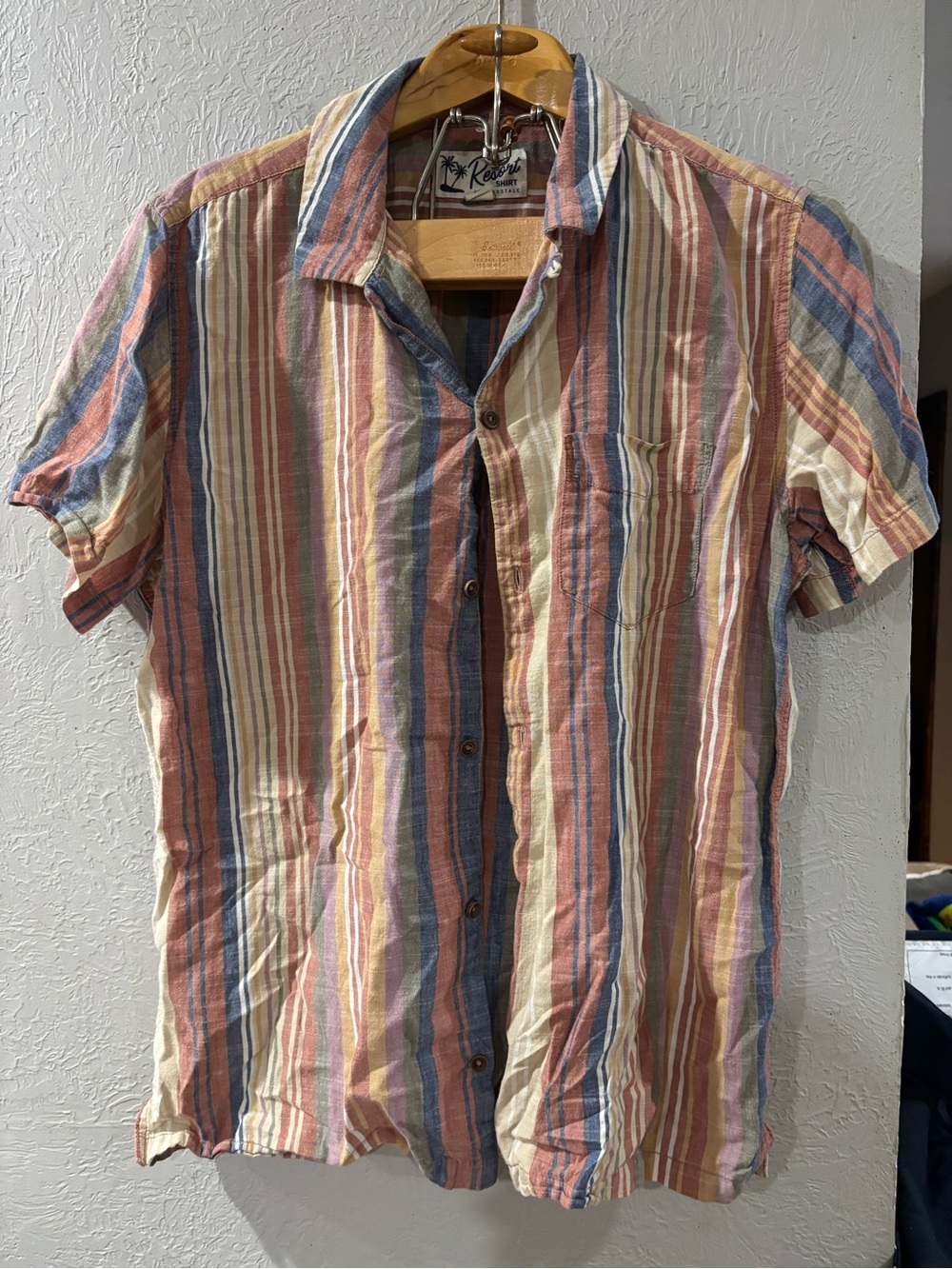Aeropostale The Resort Shirt Button Down striped short sleeved beach shirt sz M
